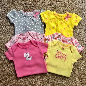 Carter’s Baby Girls’ Short-Sleeve Bodysuit Onesies, 6-pk, Newborn